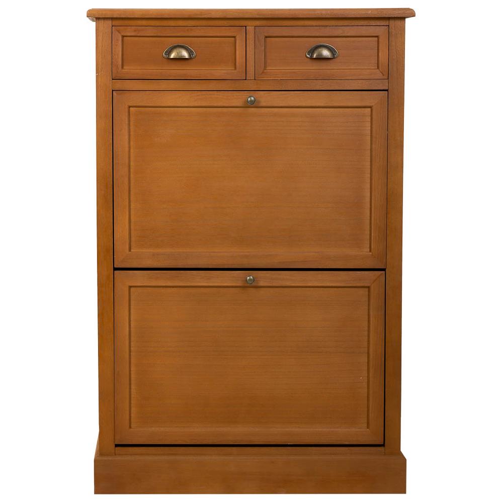 Creaciones Meng MUEBLE - ZAPATEROS - Mueble Zapatero De Madera Con 2 Puertas Y 2 Cajones Marron