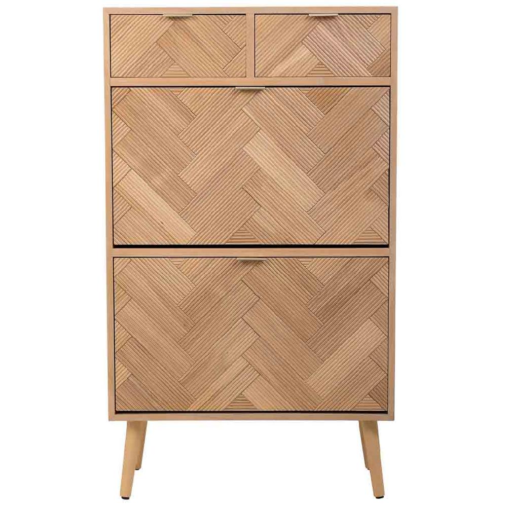 Creaciones Meng MUEBLE - ZAPATEROS - Mueble Zapatero De Madera Con 2 Puertas Y 2 Cajones Marron