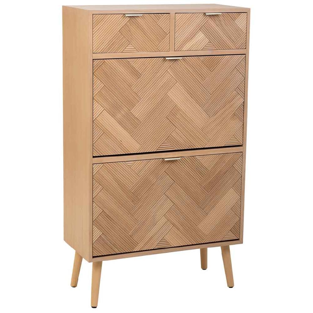 Creaciones meng MUEBLE - ZAPATEROS - mueble zapatero de madera con 2 puertas y 2 cajones marron