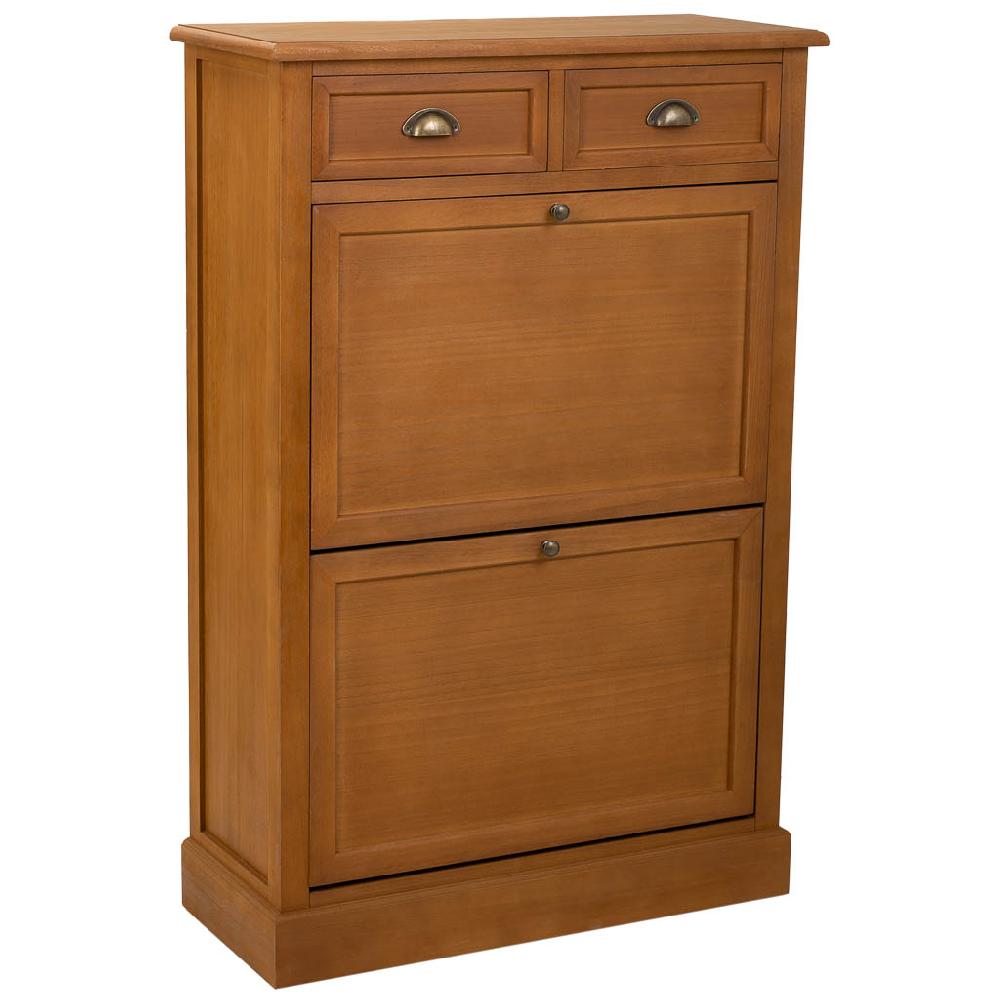Creaciones meng MUEBLE - ZAPATEROS - mueble zapatero de madera con 2 puertas y 2 cajones marron