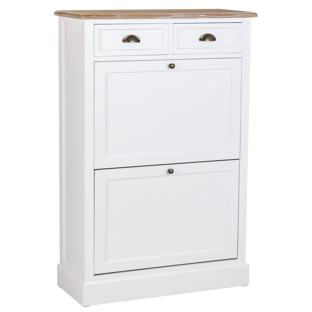 Creaciones meng MUEBLE - ZAPATEROS - mueble zapatero de madera de 2 cajones y 2 puertas blanco