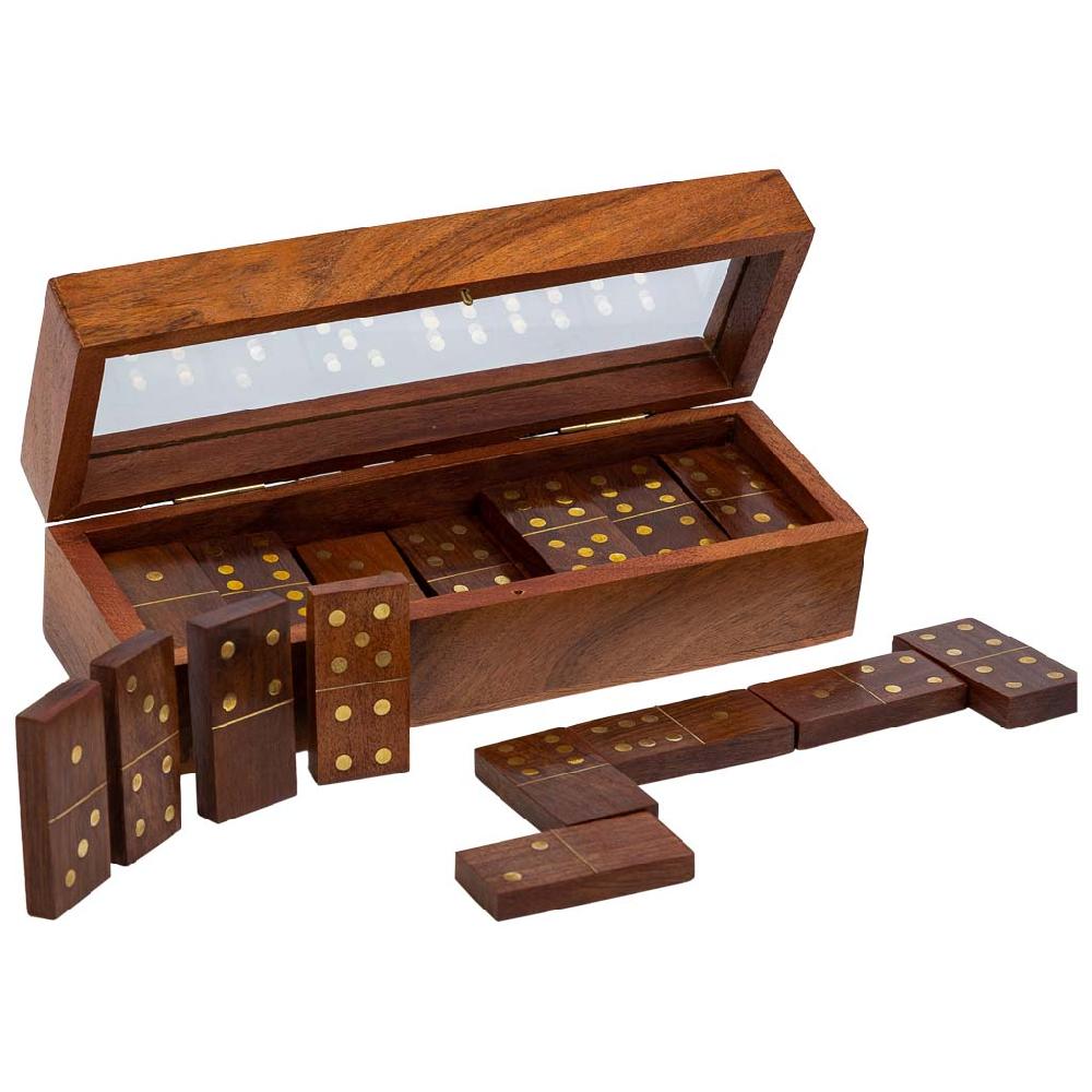 Creaciones meng REGALO - JUEGOS DE MESA - domino con caja de madera marron