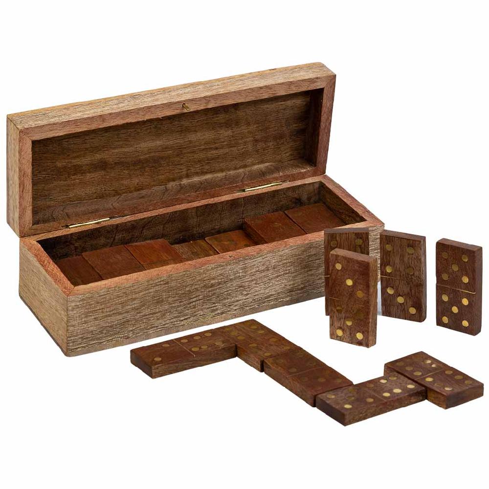 Creaciones meng REGALO - JUEGOS DE MESA - domino en caja de madera marron