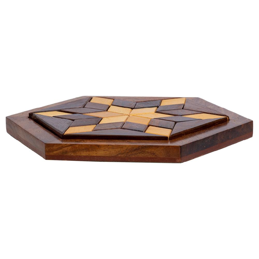 Creaciones Meng REGALO - JUEGOS DE MESA - Hexa Puzzle Juego 3d De Madera Marron