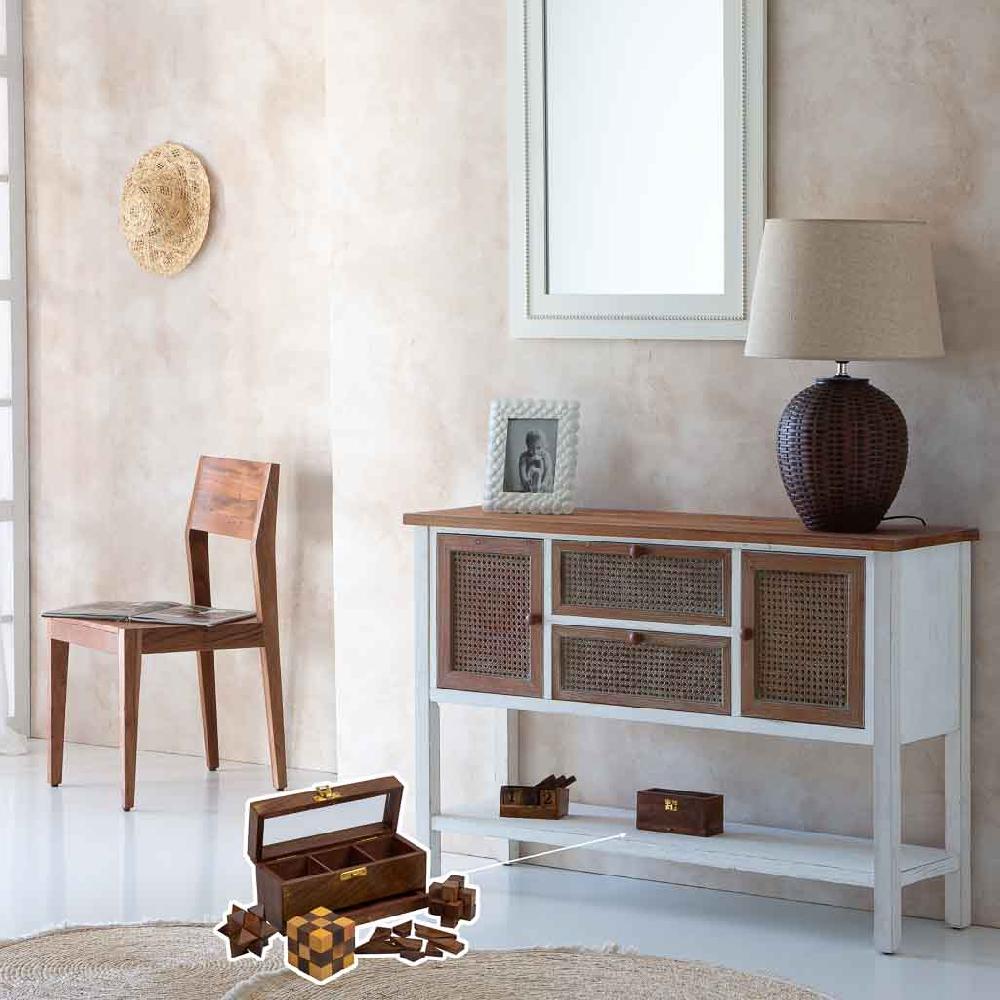 Creaciones Meng REGALO - JUEGOS DE MESA - Juego 4 Rompecabezas Con Caja De Madera Y Acabados En Madera Marron