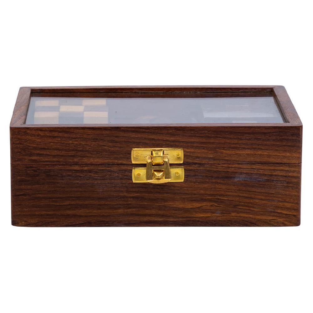 Creaciones Meng REGALO - JUEGOS DE MESA - Juego De 6 Juegos De Rompecabezas En Caja De Madera Marron