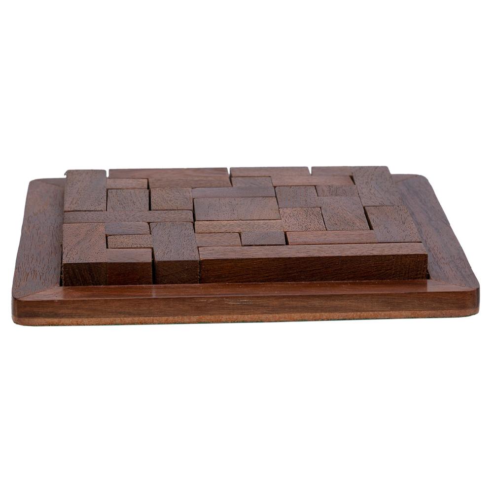 Creaciones Meng REGALO - JUEGOS DE MESA - Juego De Rompecabezas En Zigzag De Madera Marron