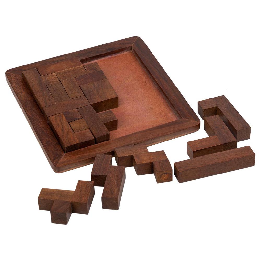 Creaciones meng REGALO - JUEGOS DE MESA - juego de rompecabezas en zigzag de madera marron