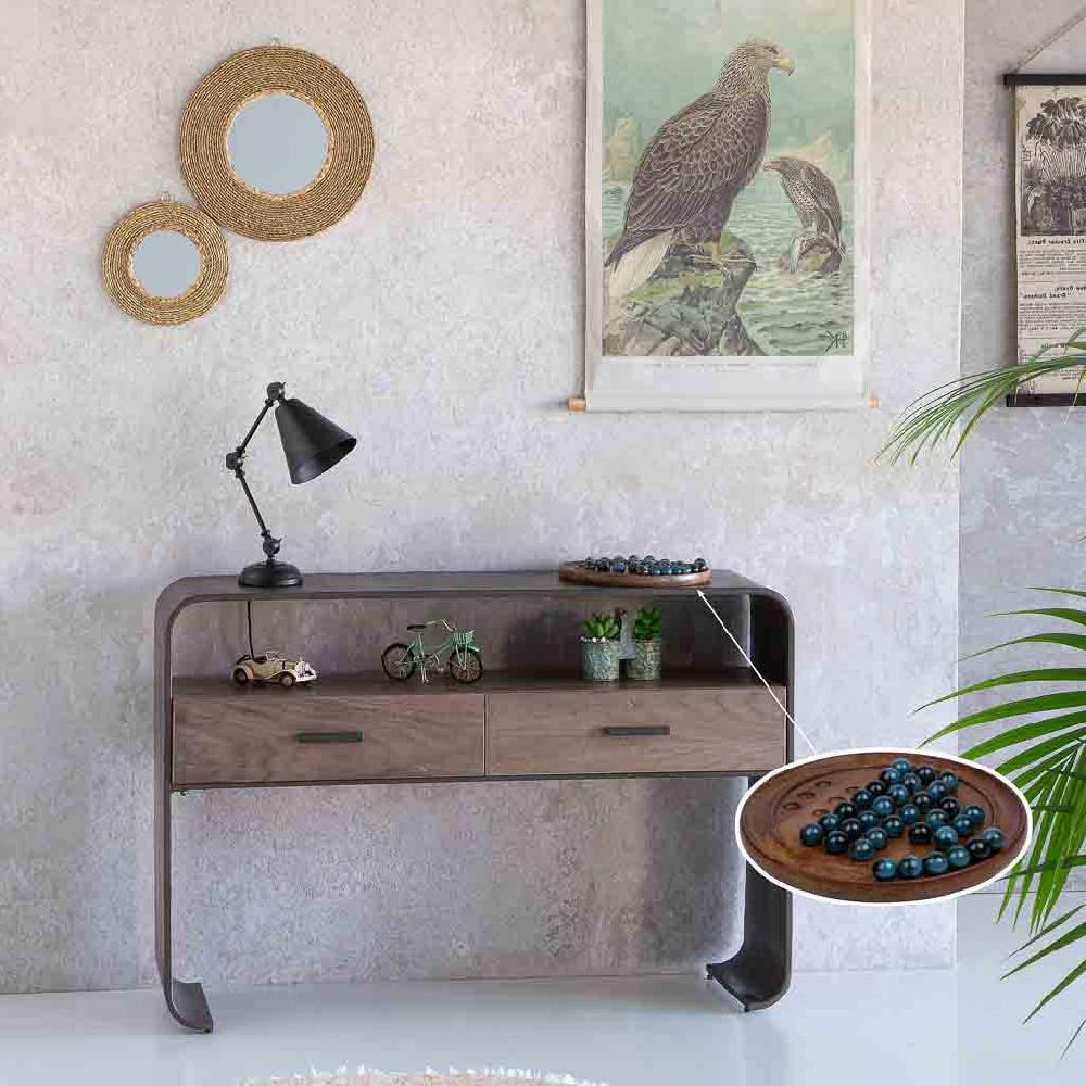 Creaciones Meng REGALO - JUEGOS DE MESA - Solitario De Base De Madera Y Esferas De Cristal Y Marmol Marron