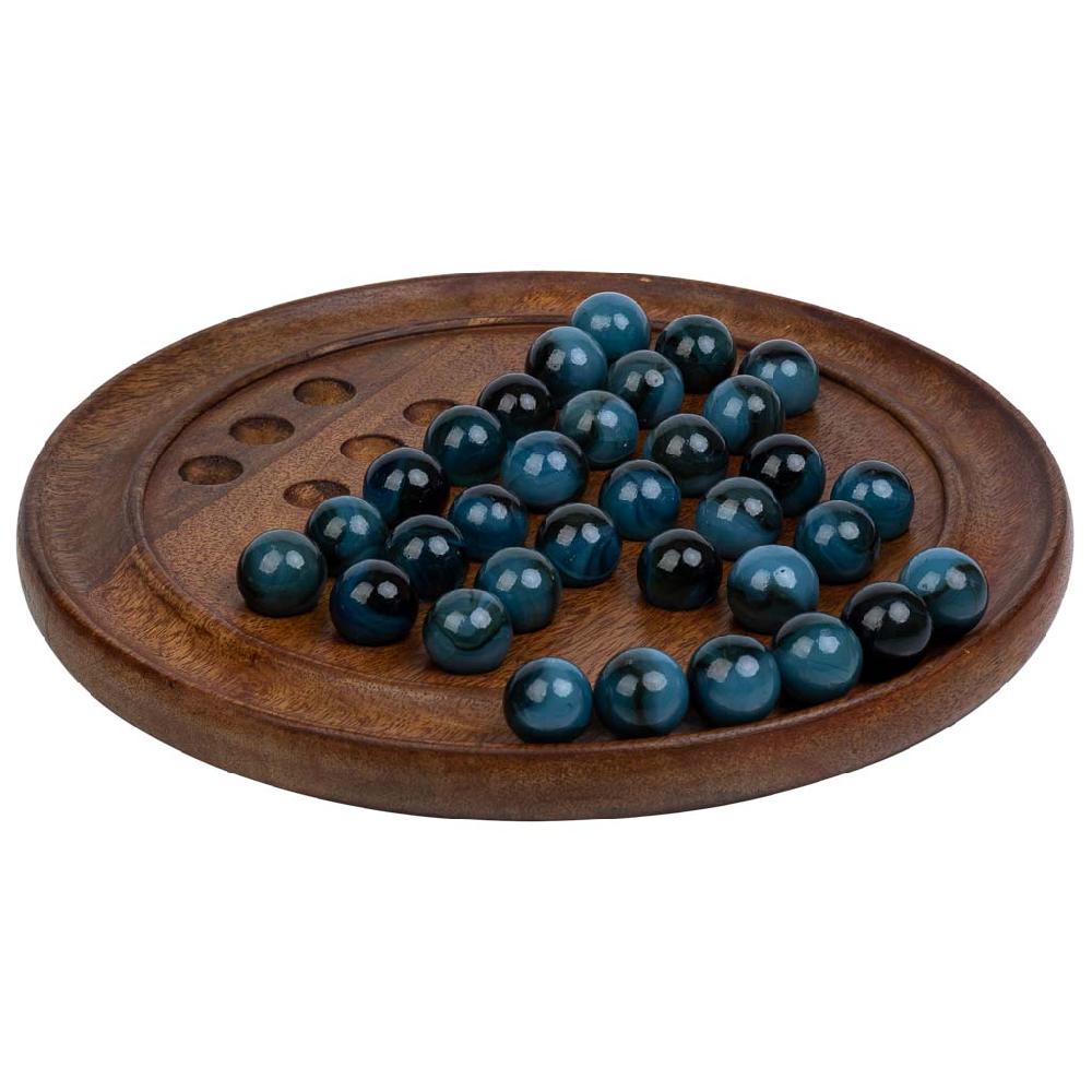 Creaciones meng REGALO - JUEGOS DE MESA - solitario de base de madera y esferas de cristal y marmol marron