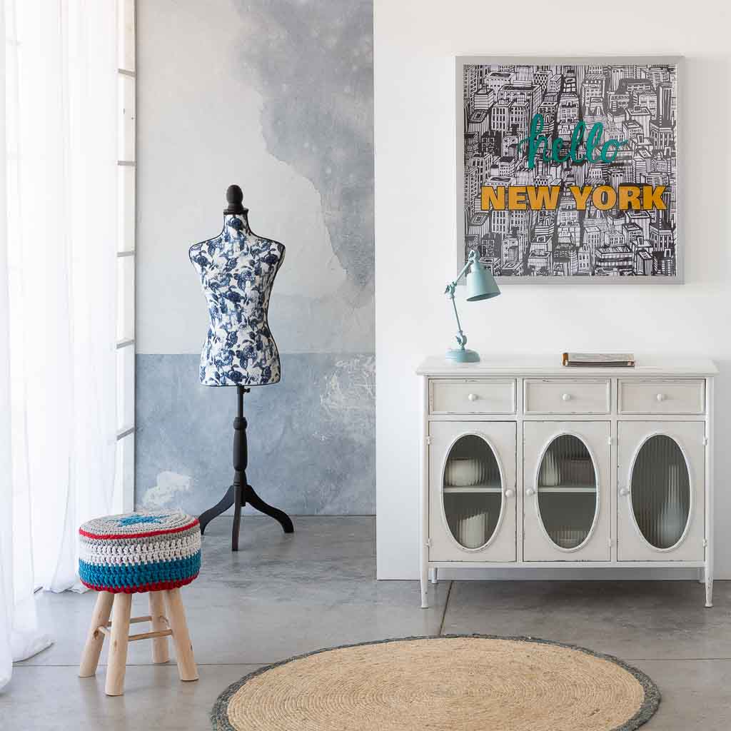 Creaciones Meng REGALO - MANIQUIS - Maniqui De Madera Y Espuma Forrado De Tela Azul