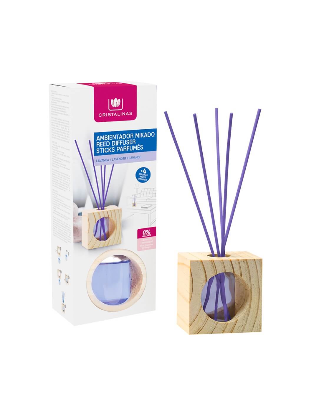 Cristalinas Mikado Cubo de Madera 30ml