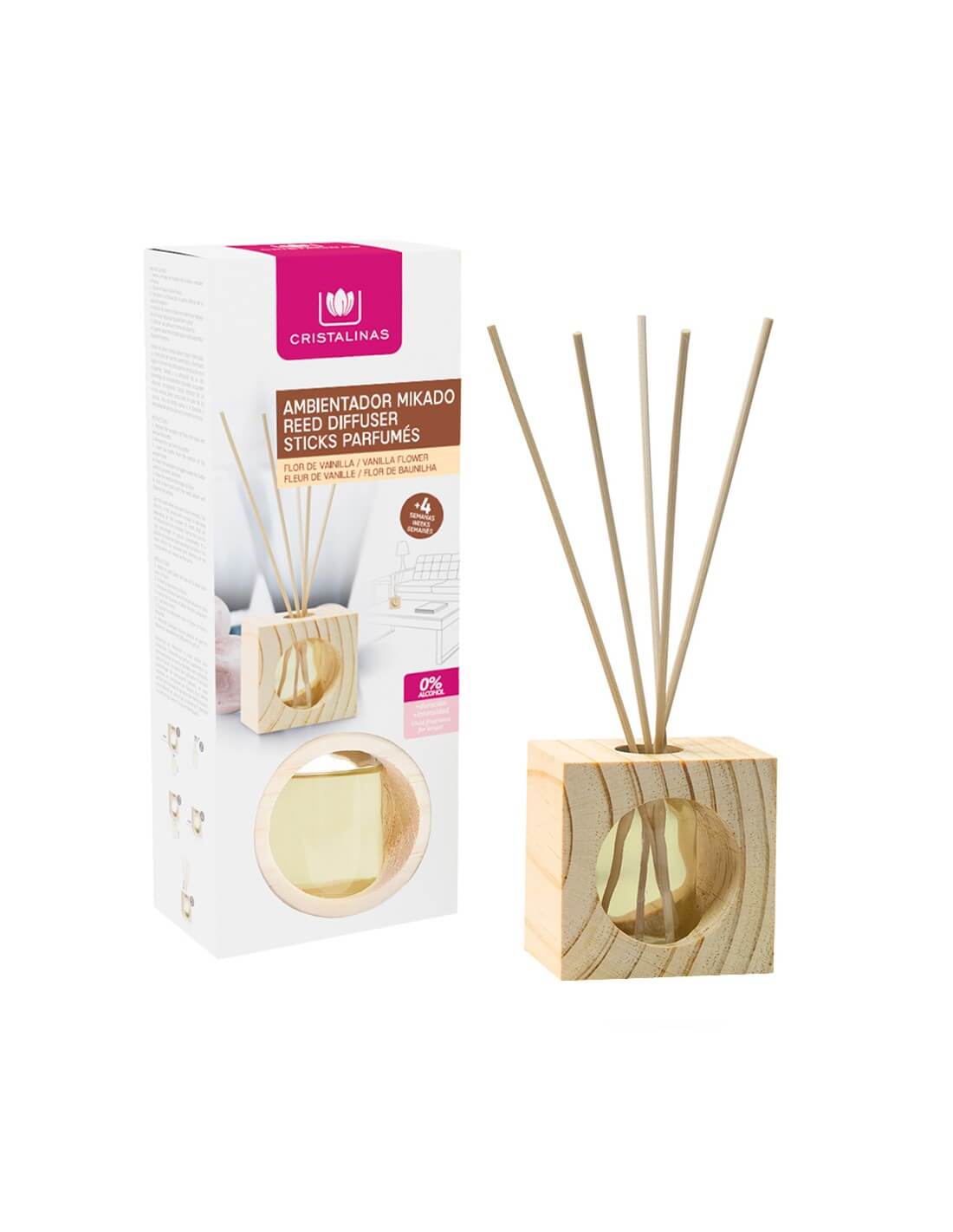 Cristalinas Mikado Cubo de Madera 30ml