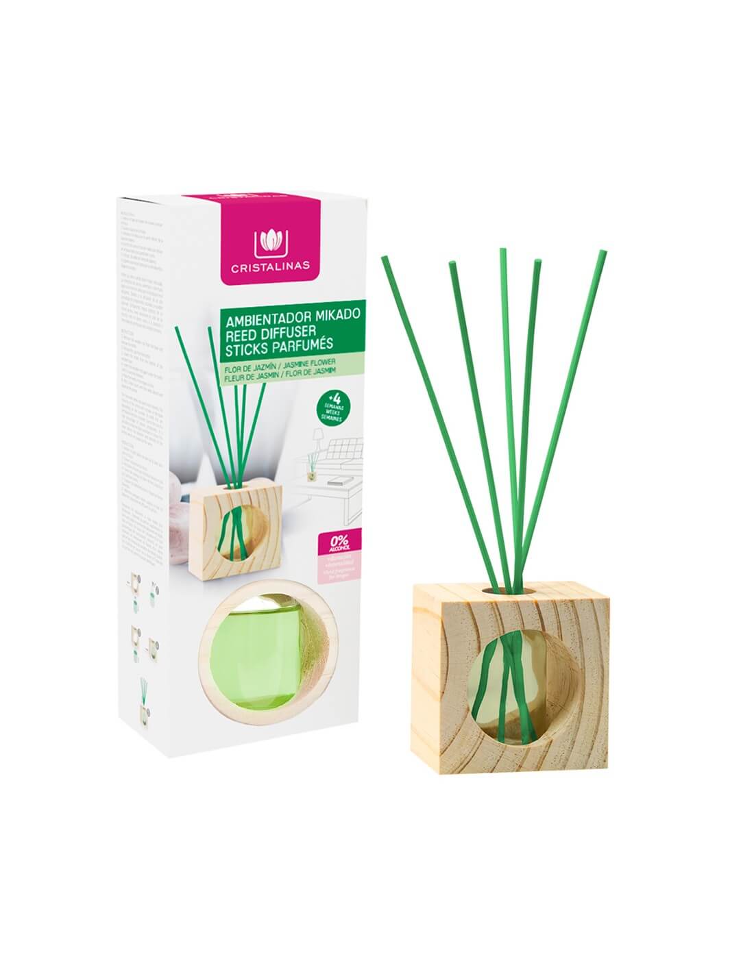 Cristalinas Mikado Cubo de Madera 30ml