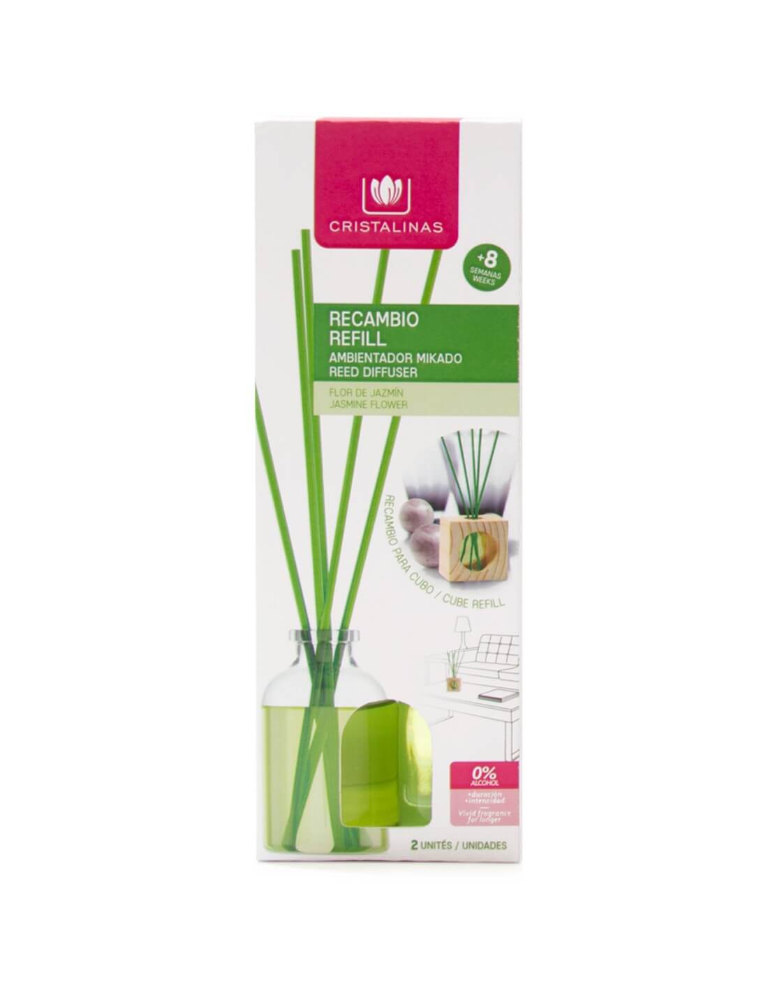 Cristalinas Recambio Mikado Cubo De Madera 2x30ml