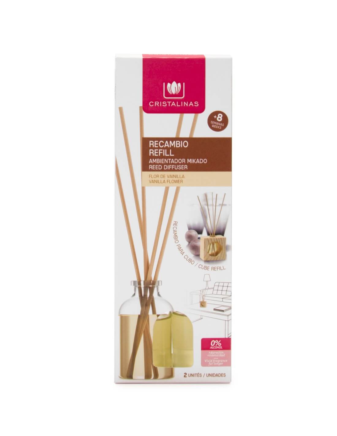 Cristalinas Recambio Mikado Cubo De Madera 2x30ml