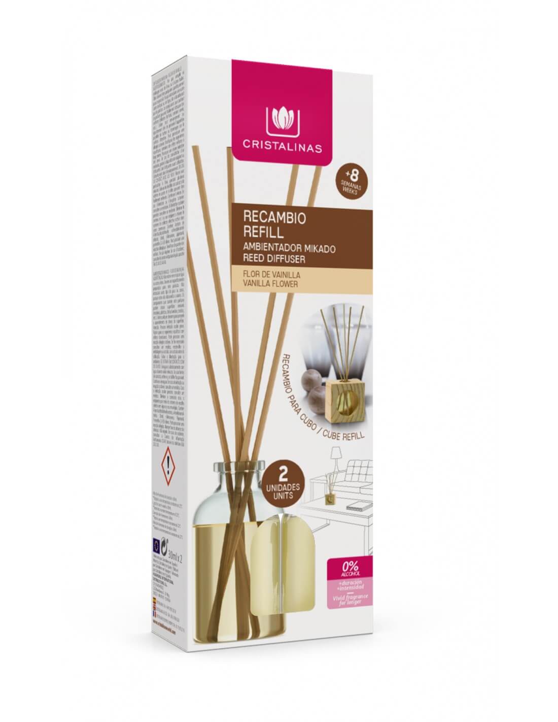 Cristalinas Recambio Mikado Cubo de Madera 2x30ml Cristalinas Recambio Mikado Cubo de Madera 2x30ml