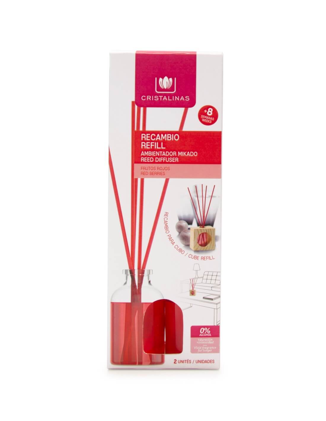 Cristalinas Recambio Mikado Cubo De Madera 2x30ml