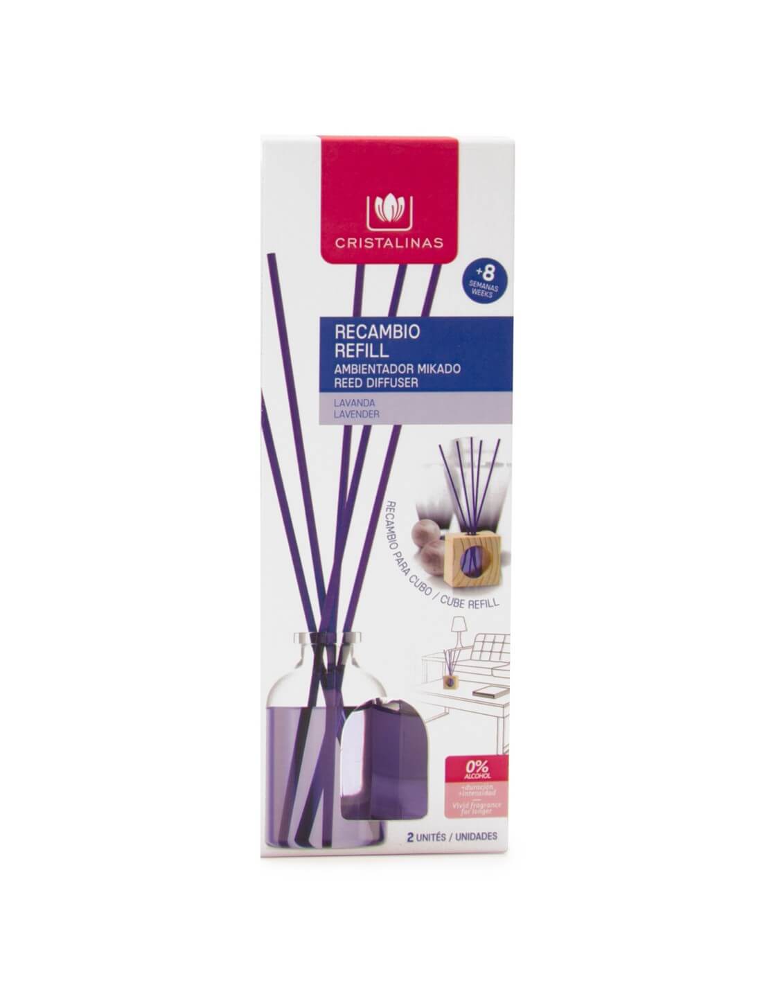 Cristalinas Recambio Mikado Cubo De Madera 2x30ml