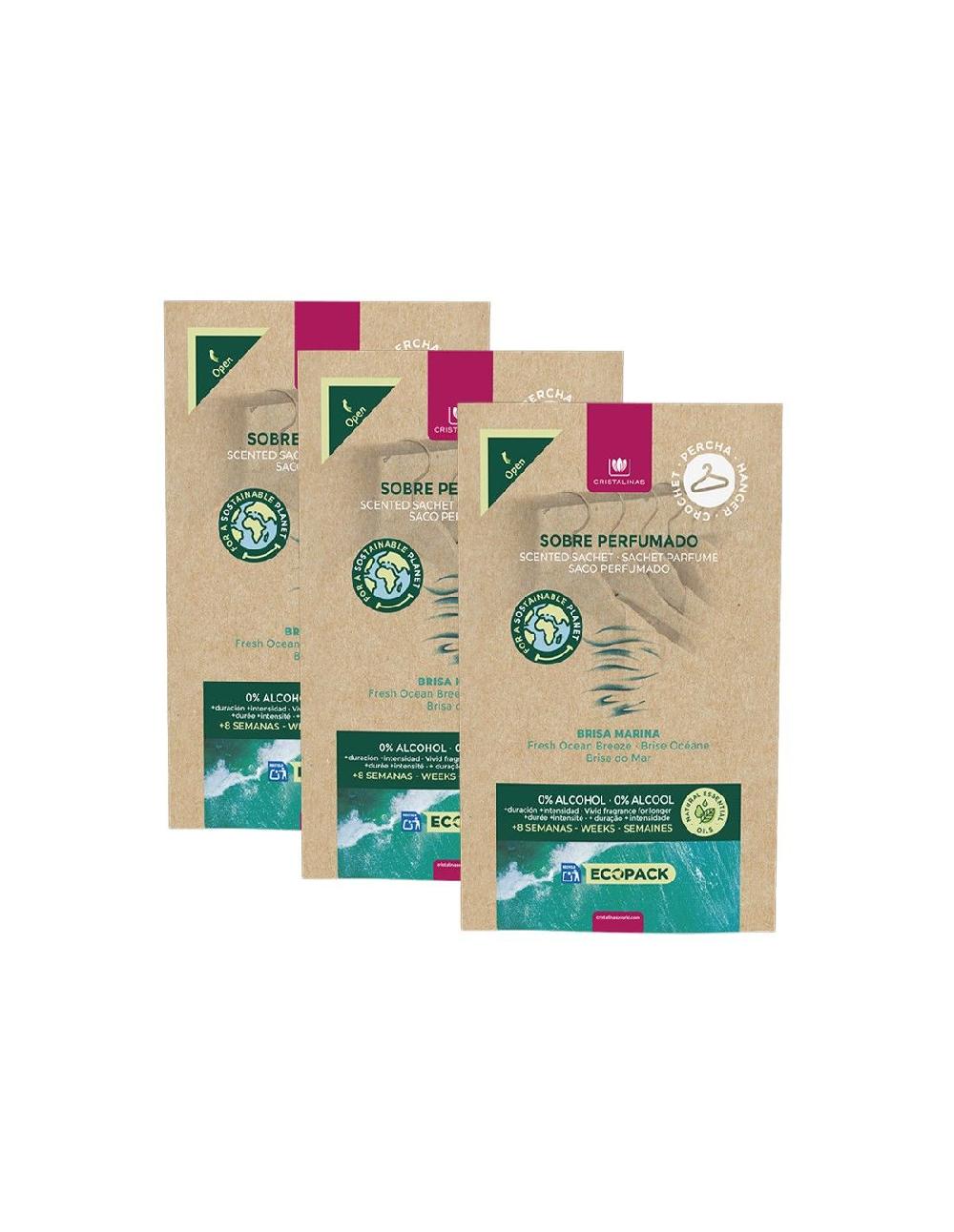 Cristalinas Pack 3 Ambientador de Armario Ecopack Cristalinas Aroma Brisa Marina