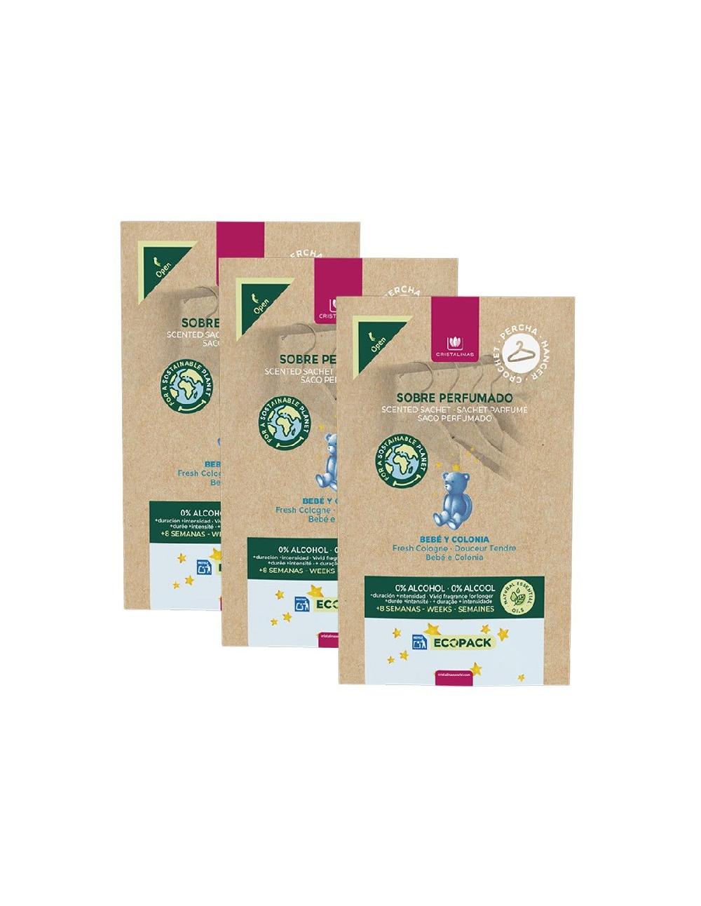 Cristalinas Pack 3 Ambientador de Armario Ecopack Cristalinas Aroma Bebé y Colonia