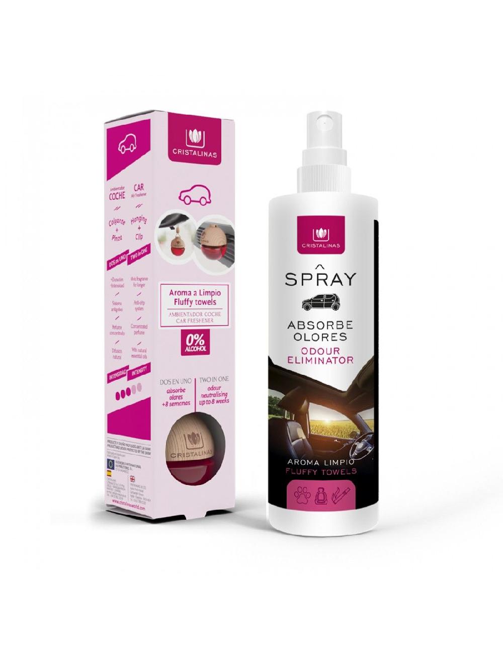 Cristalinas Pack Ambientador Coche + Spray 100ml Aroma a Limpio