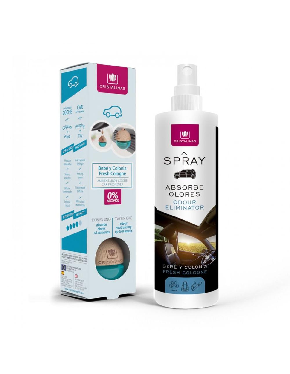 Cristalinas Pack Ambientador Coche + Spray 100ml Bebé y Colonia