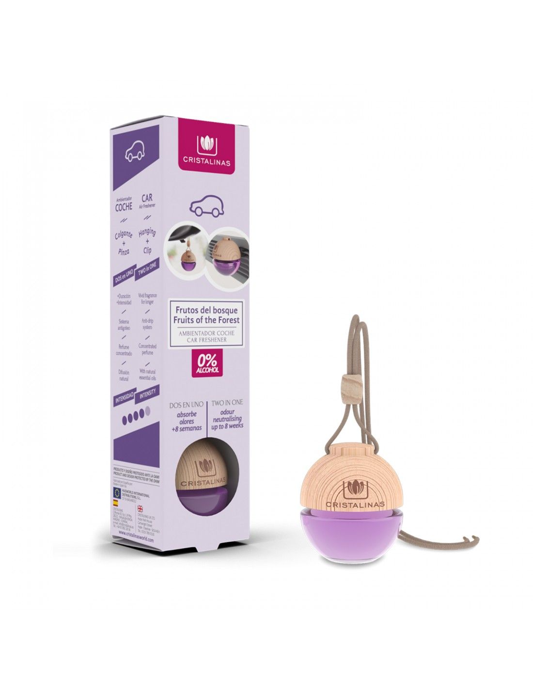 Cristalinas Pack Ambientador Coche + Spray 100ml Frutos Del Bosque