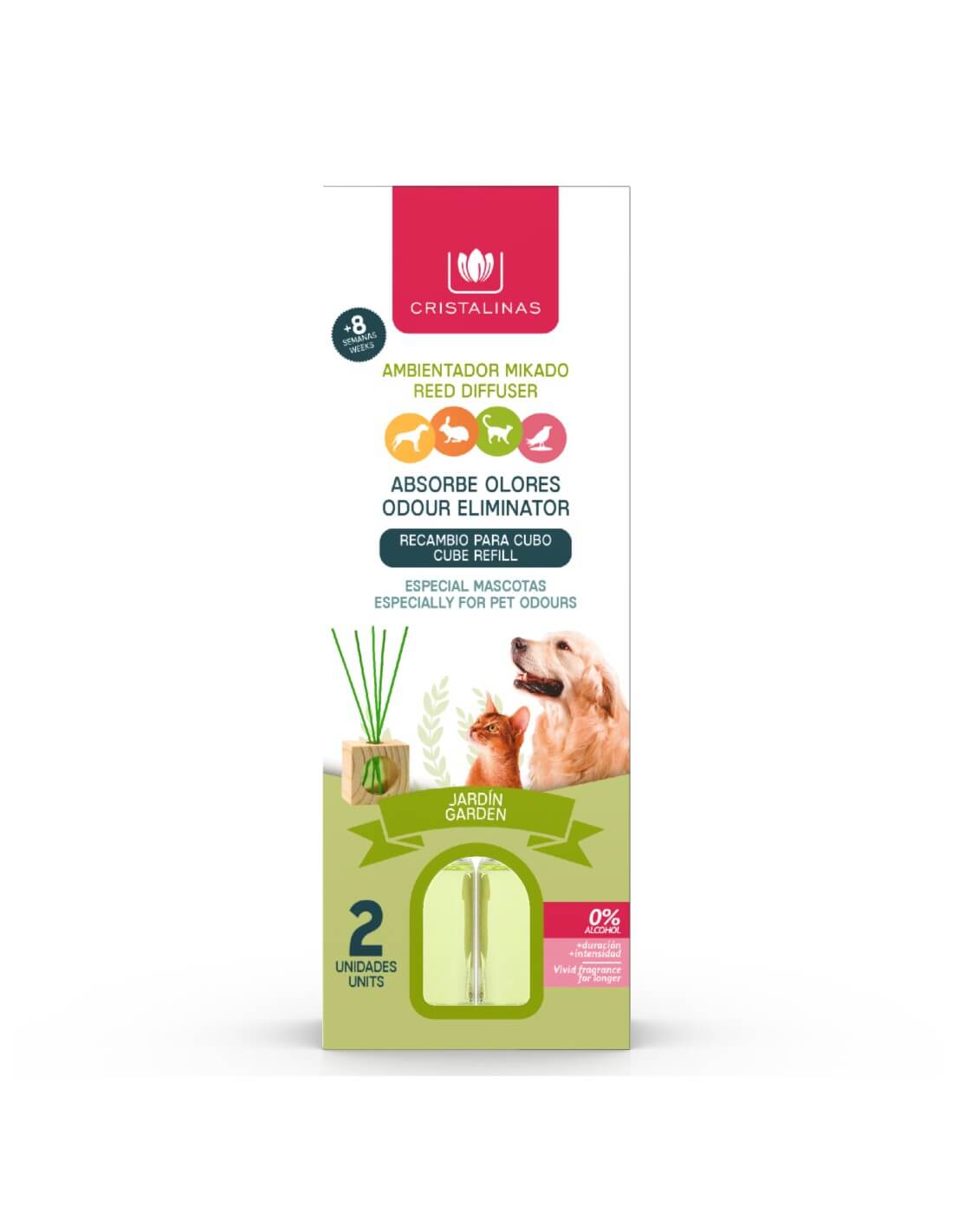 Cristalinas Recambio Mikado Absorbe Olores Mascotas 2x30ml