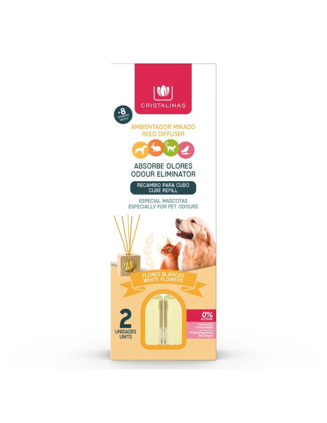 Cristalinas Recambio Mikado Absorbe Olores Mascotas 2x30ml