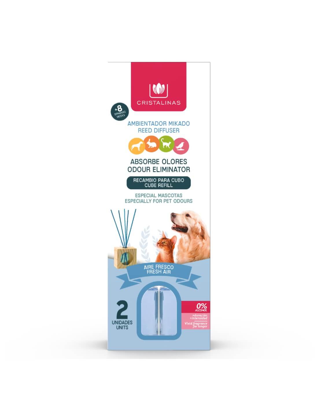 Cristalinas Recambio Mikado Absorbe Olores Mascotas 2x30ml