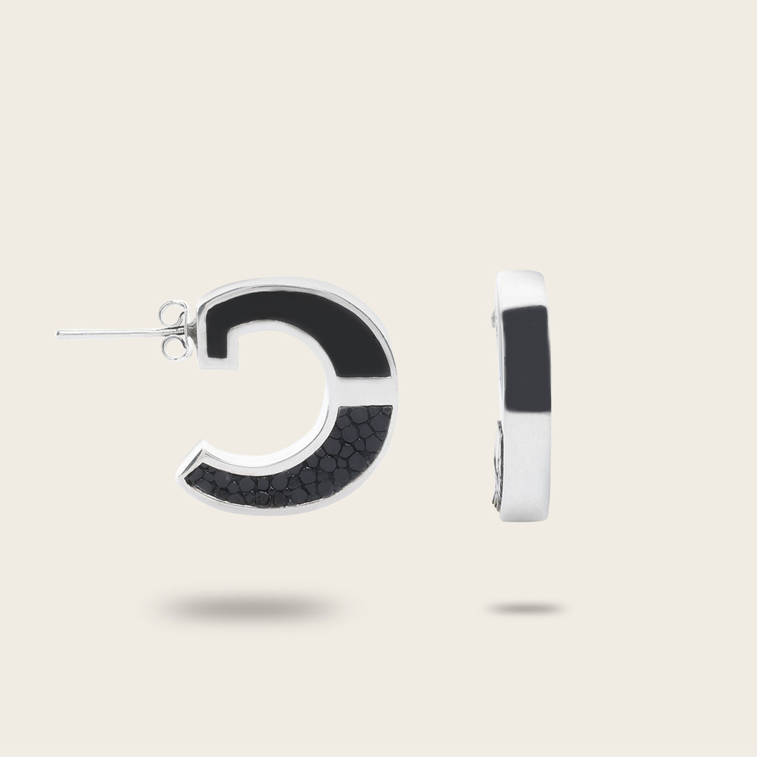 Cuadra Arracadas En Piel Genuina De Mantarraya Para Dama