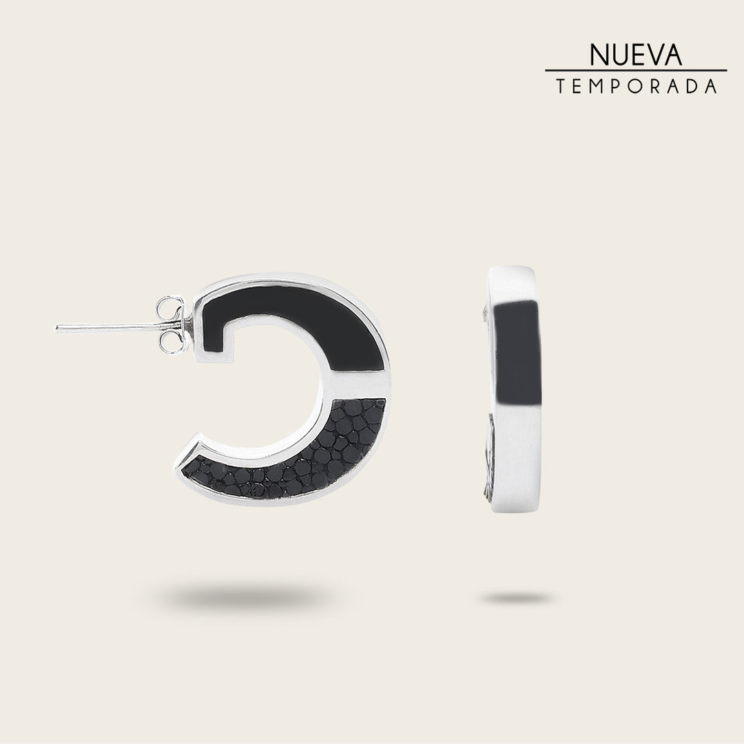 Cuadra Arracadas en piel genuina de mantarraya para dama