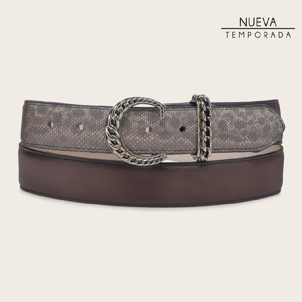 Cuadra Cinturón en piel genuina de carunga para dama