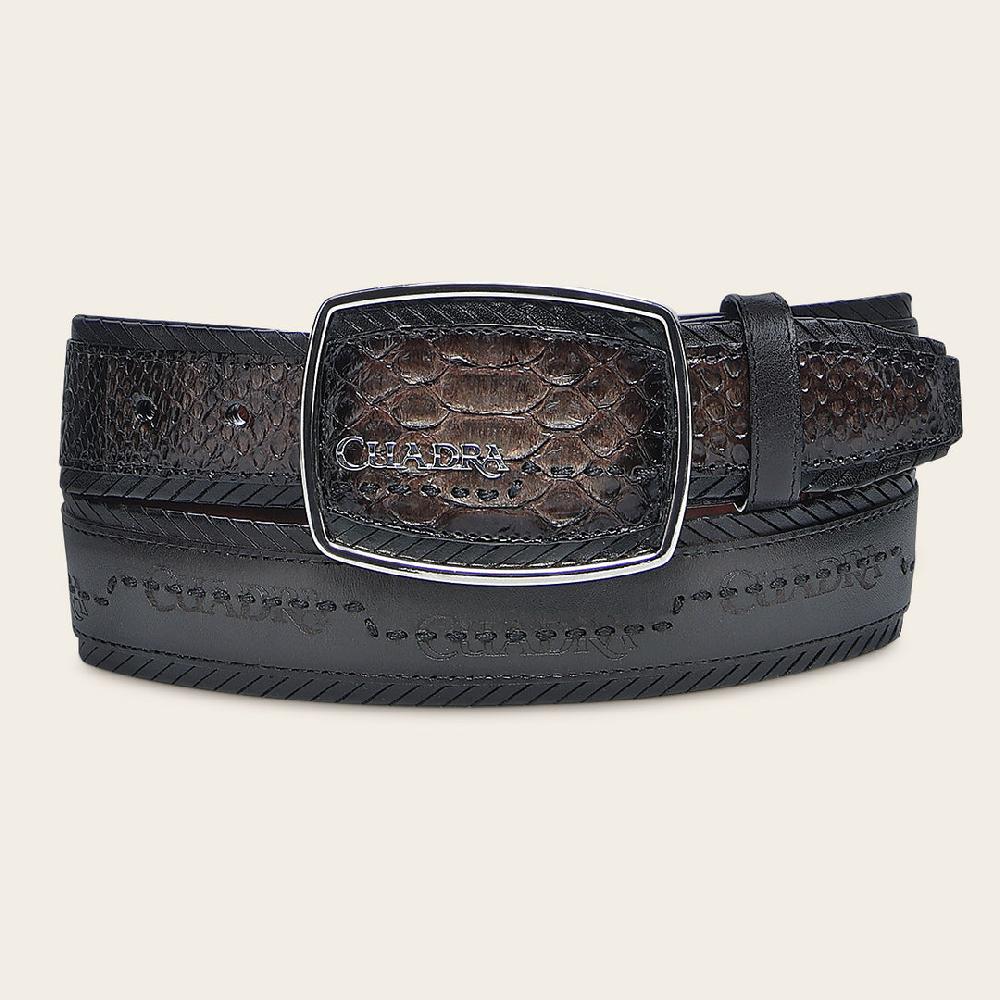 Cuadra Cinturón En Piel Genuina De Pitón Para Caballero