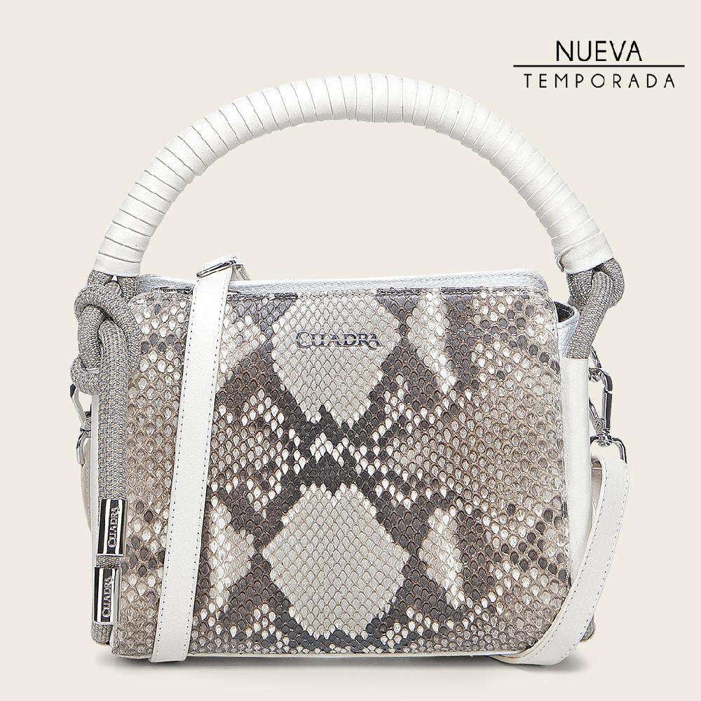 Cuadra Crossbody en piel genuina de pitón para dama