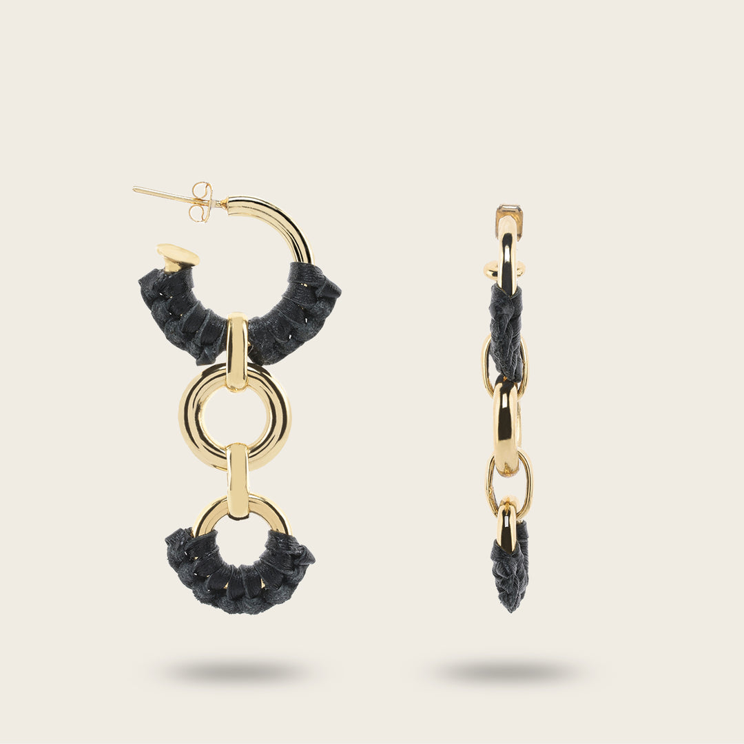 Cuadra Aretes En Piel Genuina Para Dama