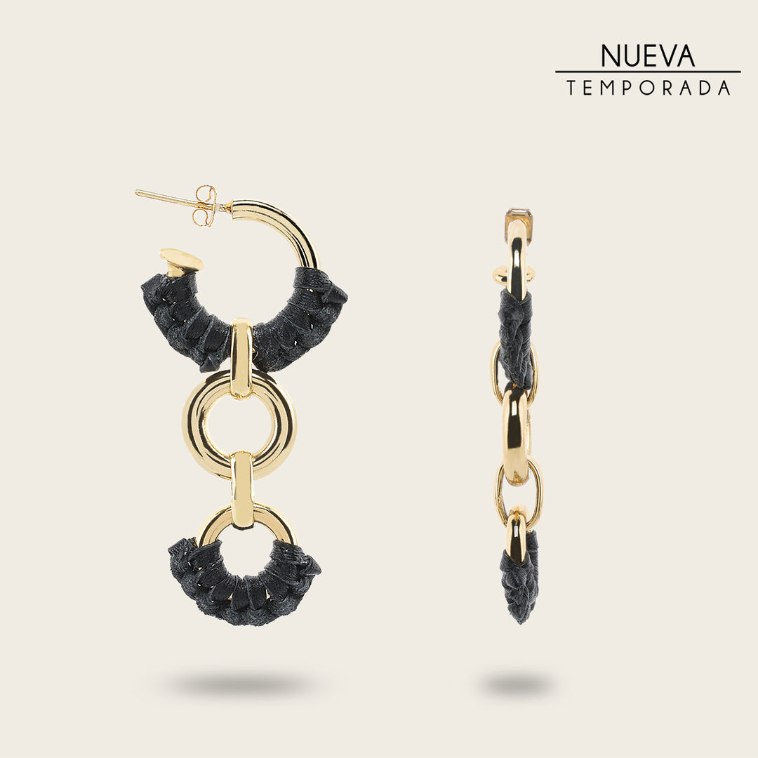 Cuadra Aretes en piel genuina para dama