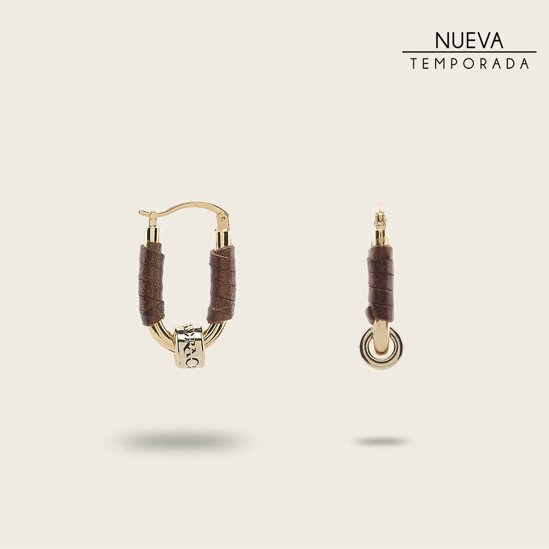 Cuadra Aretes en piel genuina para dama