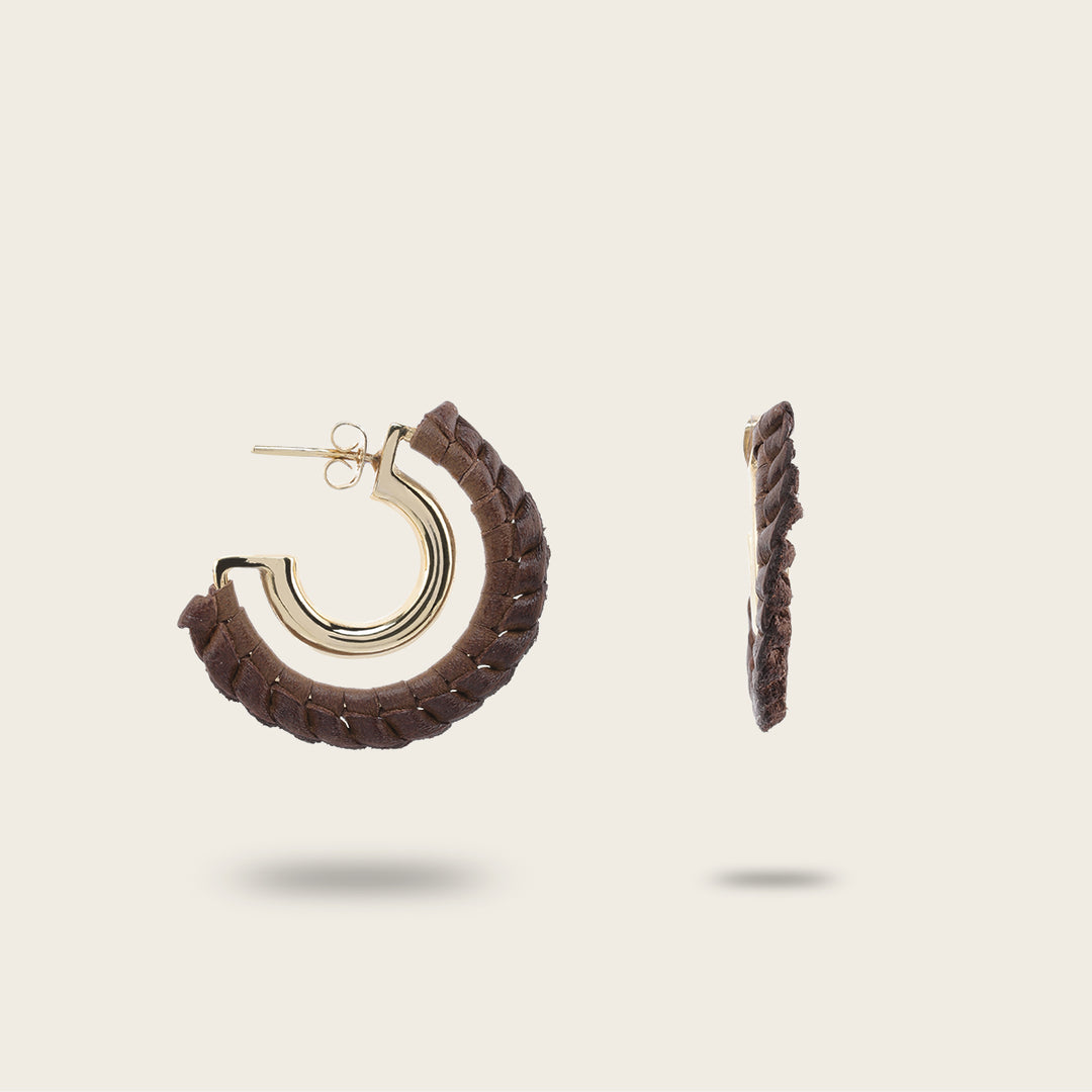 Cuadra Arracadas En Piel Genuina Para Dama