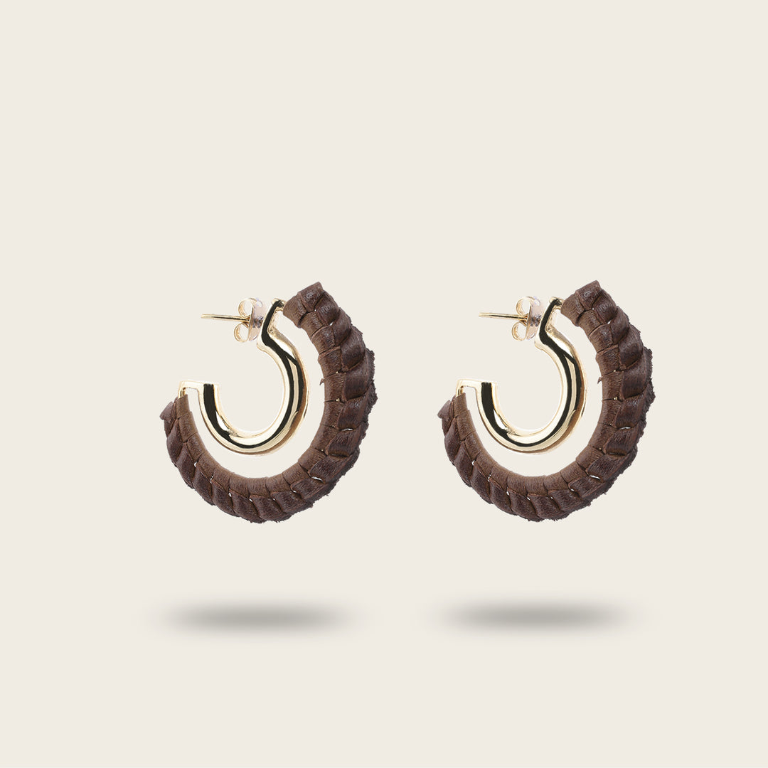 Cuadra Arracadas En Piel Genuina Para Dama