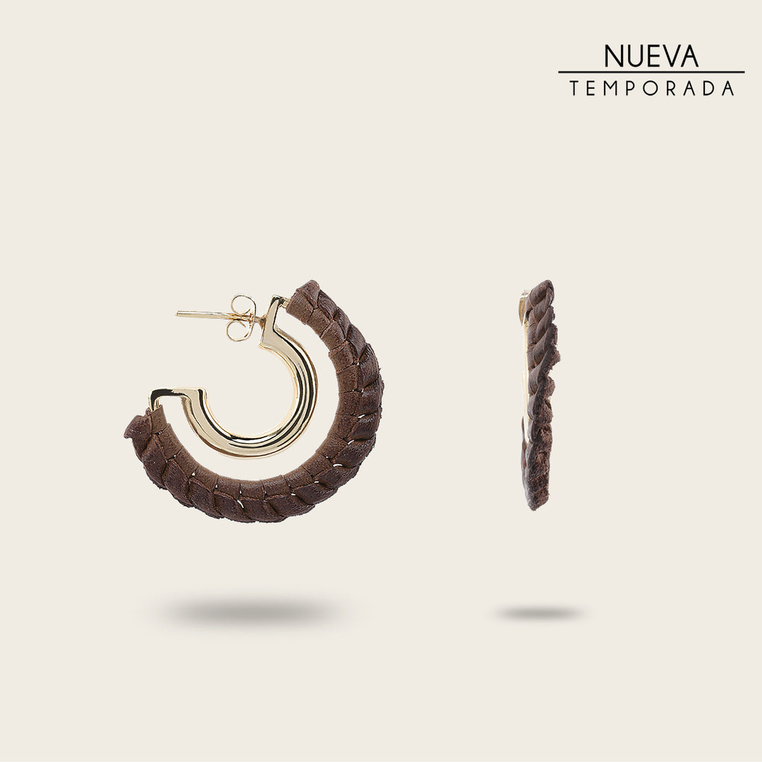 Cuadra Arracadas en piel genuina para dama