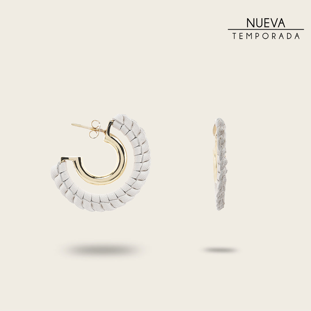 Cuadra Arracadas en piel genuina para dama