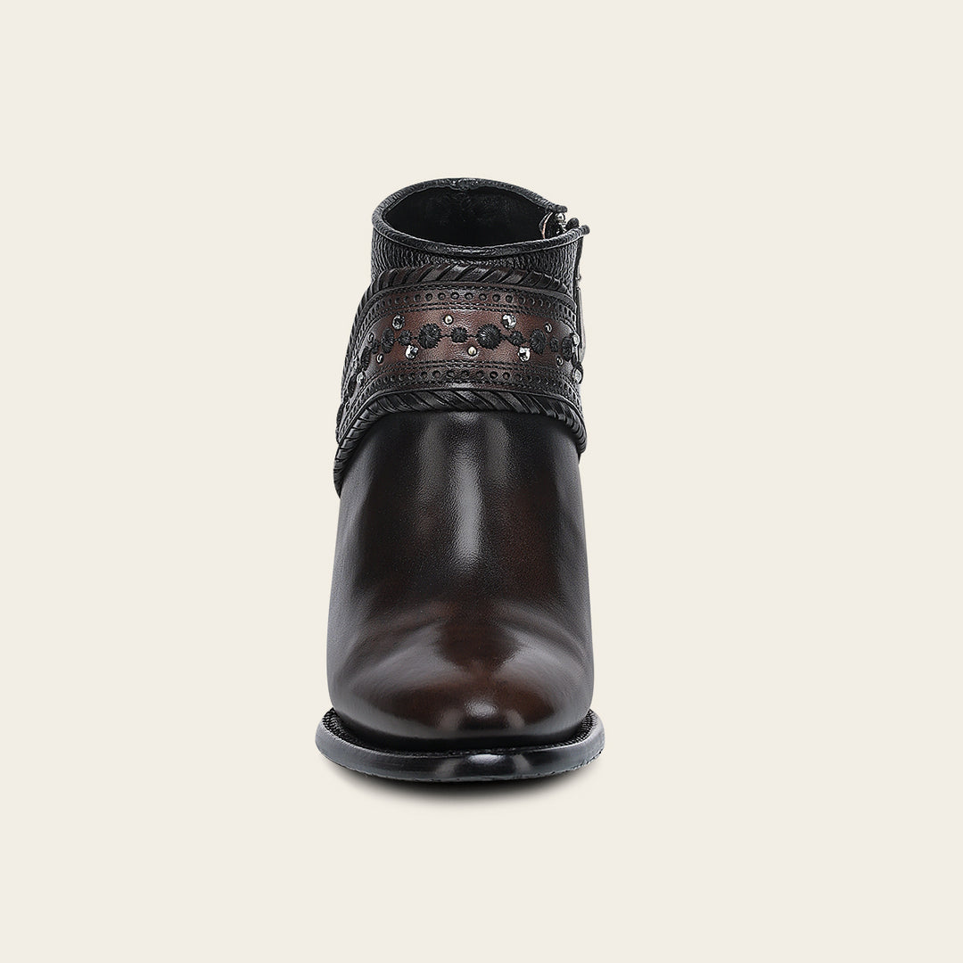 Cuadra Botín En Piel Genuina Para Dama