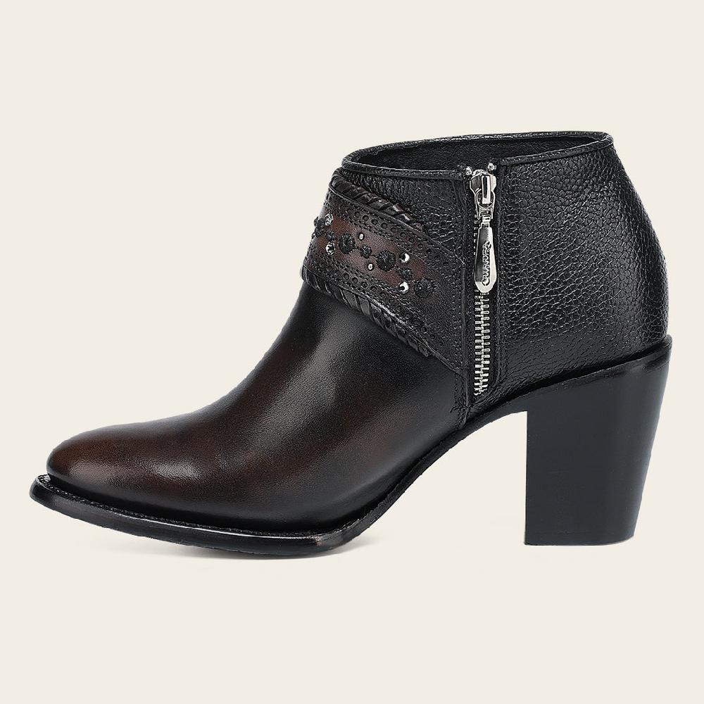 Cuadra Botín En Piel Genuina Para Dama