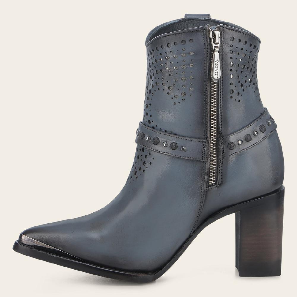 Cuadra Botín En Piel Genuina Para Dama