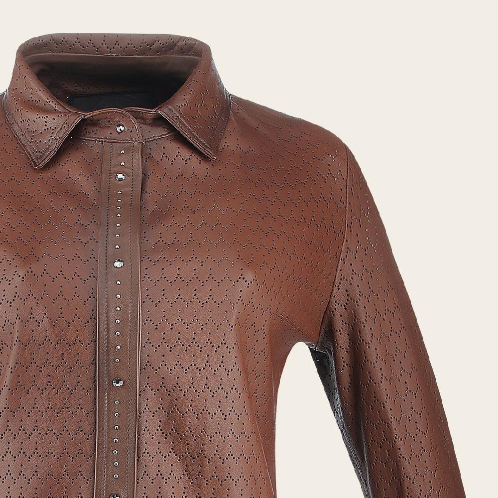 Cuadra Camisola En Piel Genuina De Ovino Para Dama