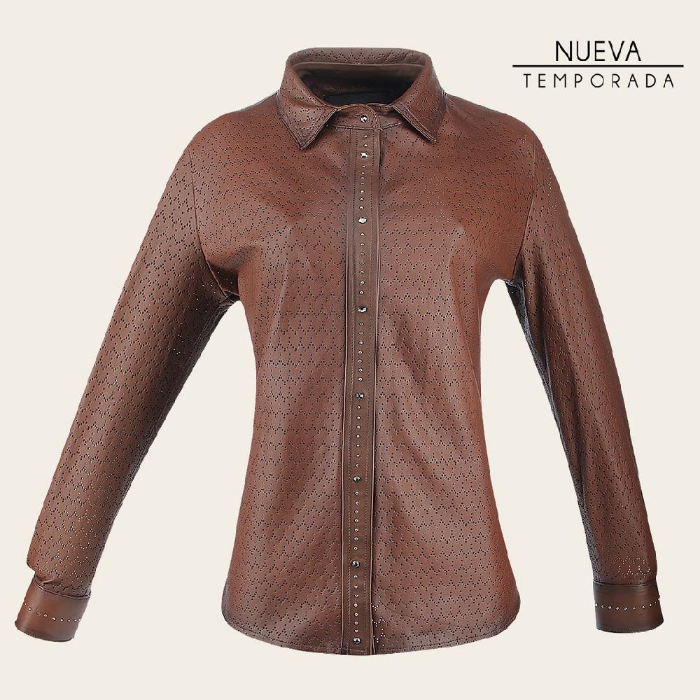 Cuadra Camisola en piel genuina de ovino para dama