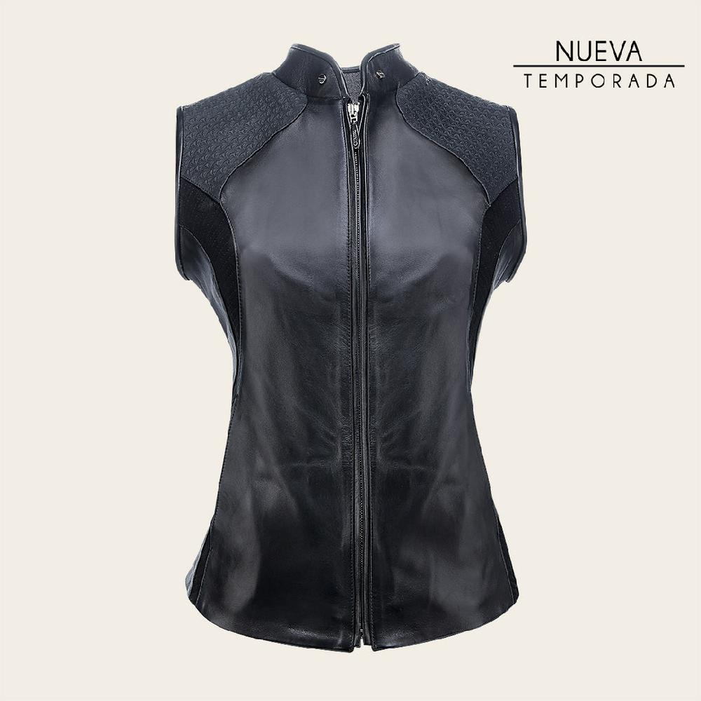 Cuadra Chaleco en piel genuina de ovino para dama