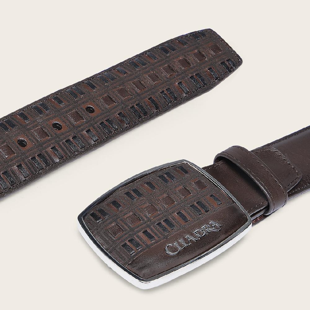 Cuadra Cinturón En Piel Genuina Para Caballero